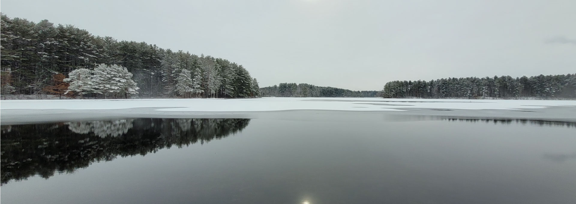 View of Ashley Reservoir in winter