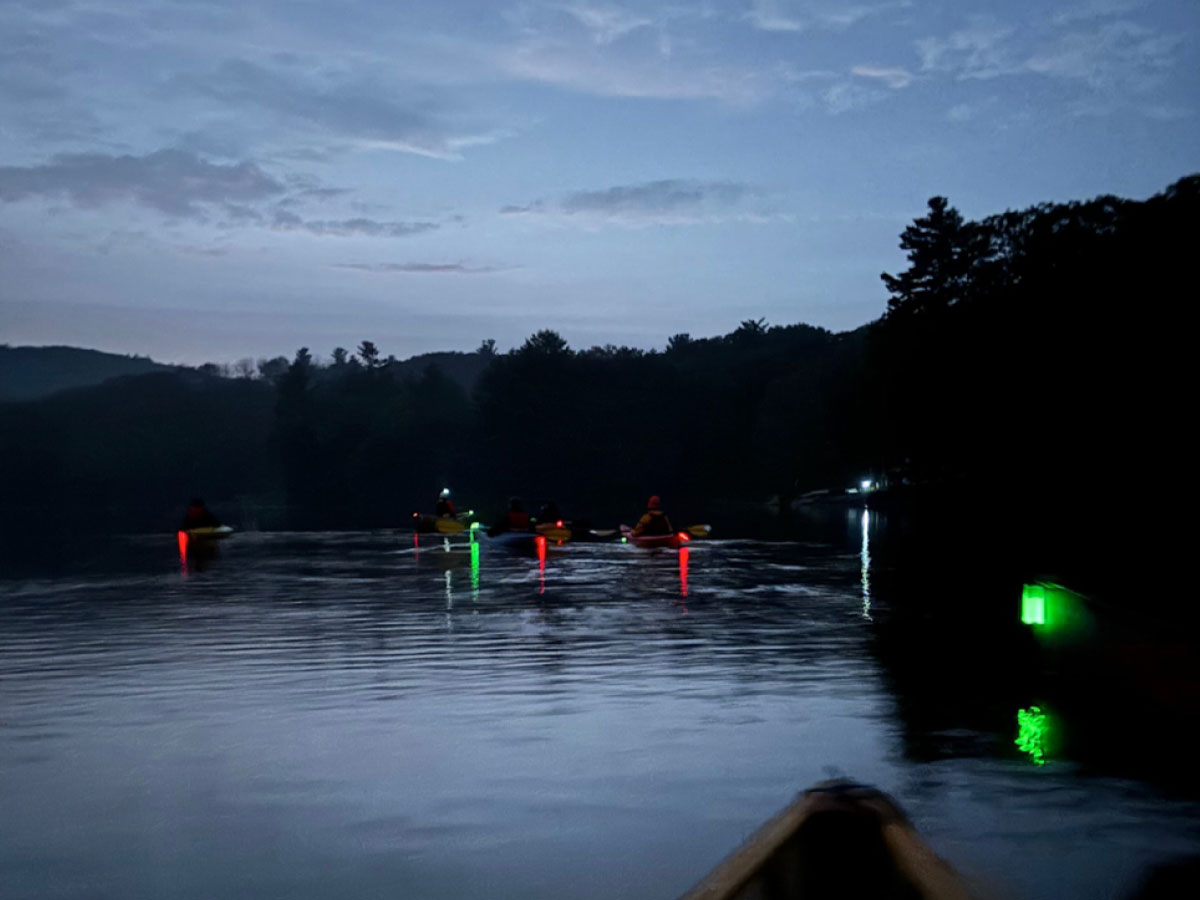 Canoeing on Russell Pond at night