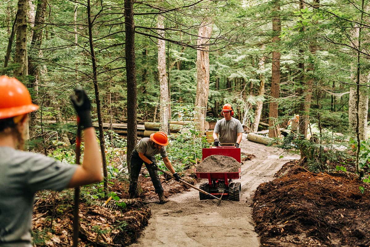 Workers building a trail