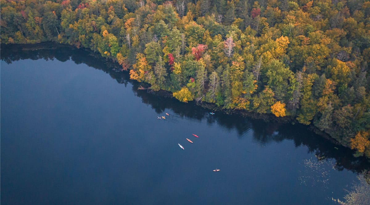Kayakers on a pond