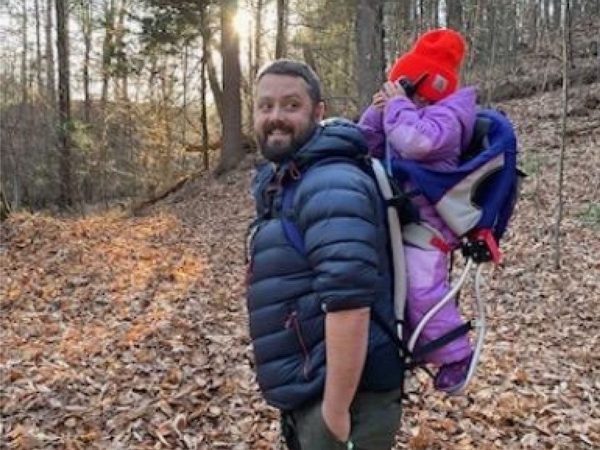 Parent and child hiking