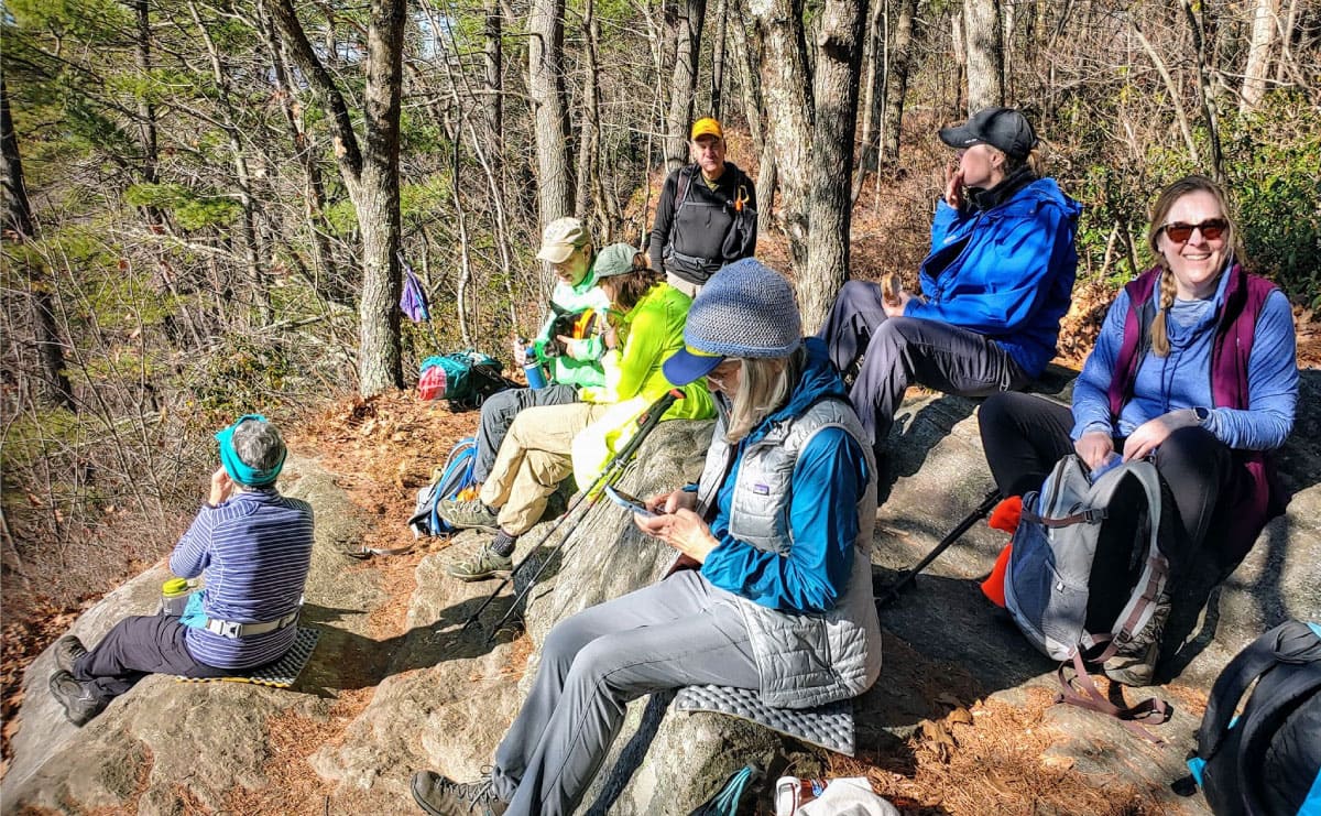 Hikers on a break on the trail