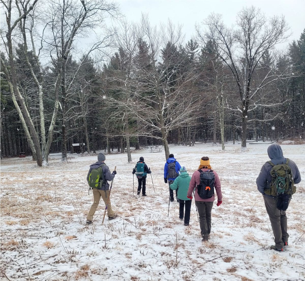 Hikers in snow