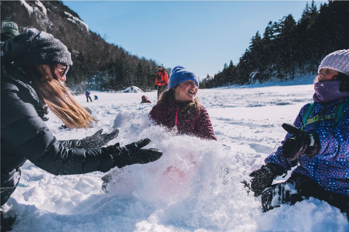 People having fun in the snow