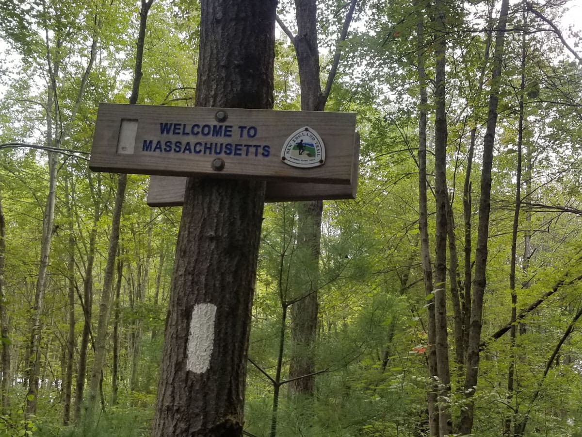 Welcome to Massachusetts trail sign