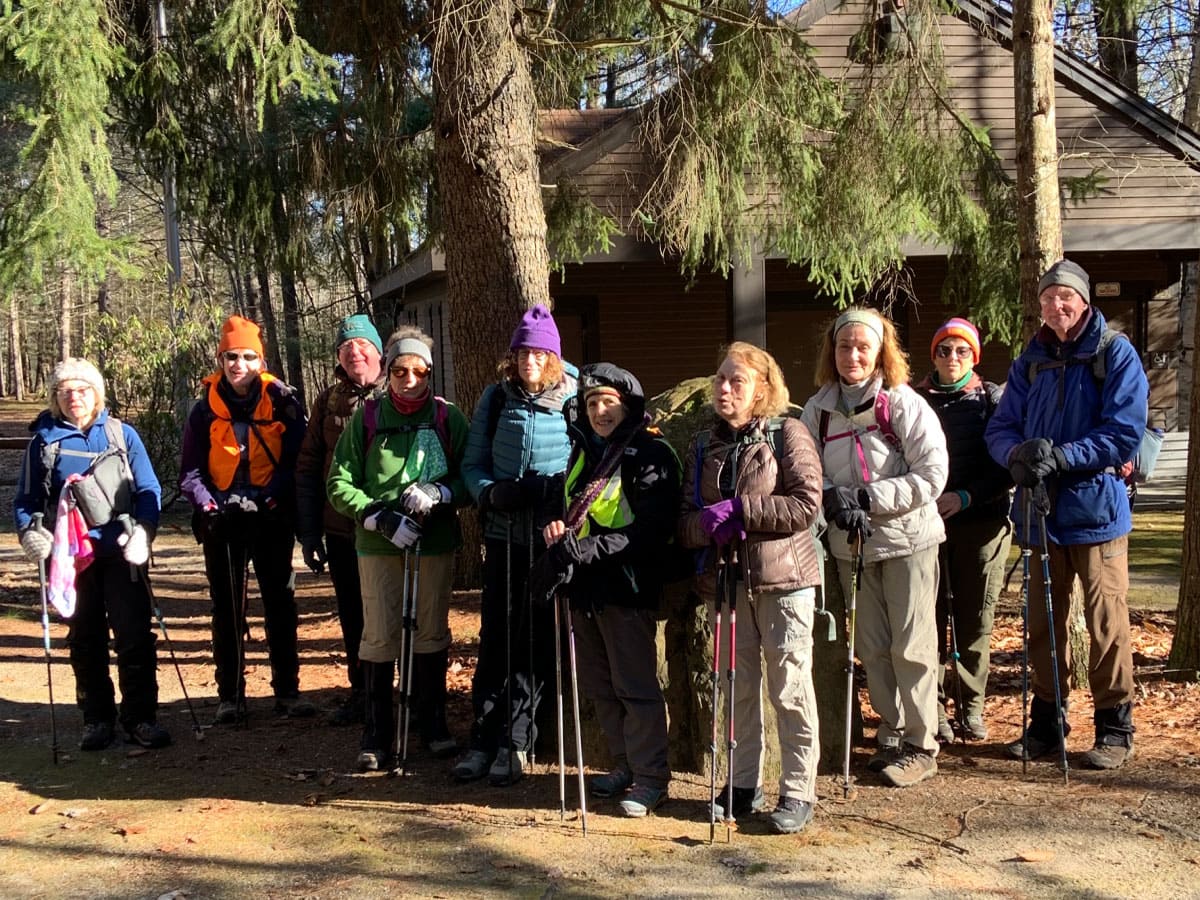 Hikers gather for a photo op