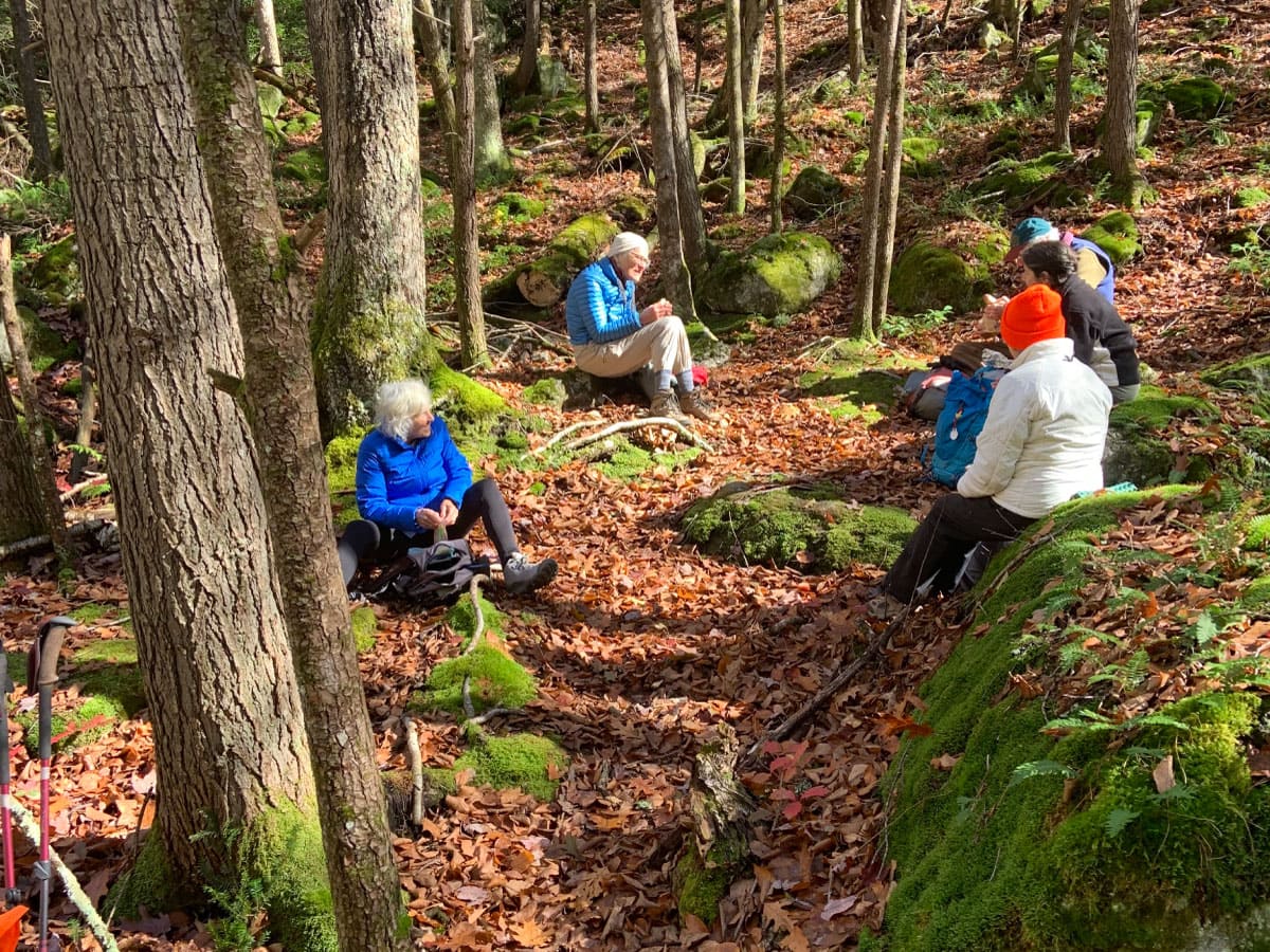 Hikers having lunch on the trail