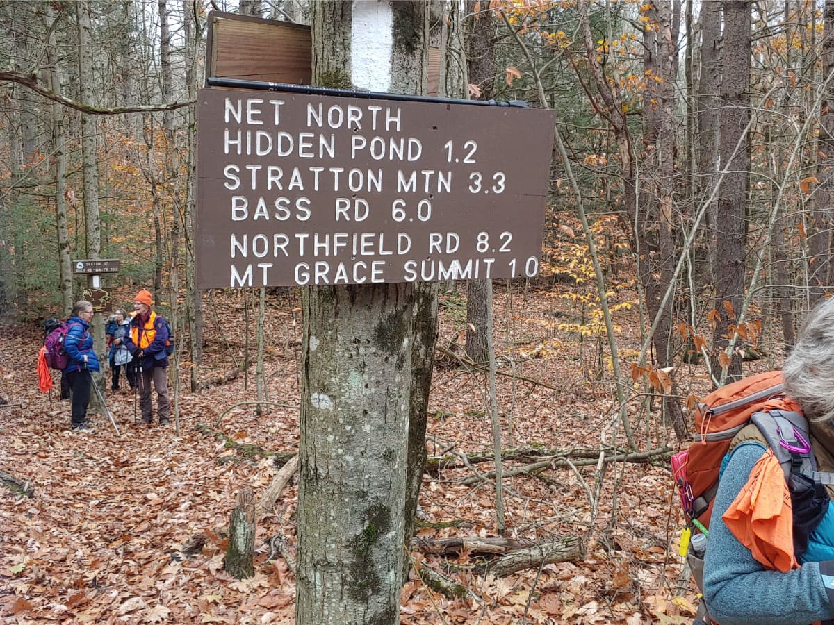 Trail sign for Mt. Grace summit