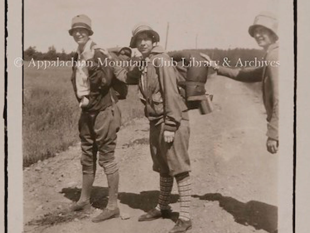 Hikers on the road to Mount Katahdin